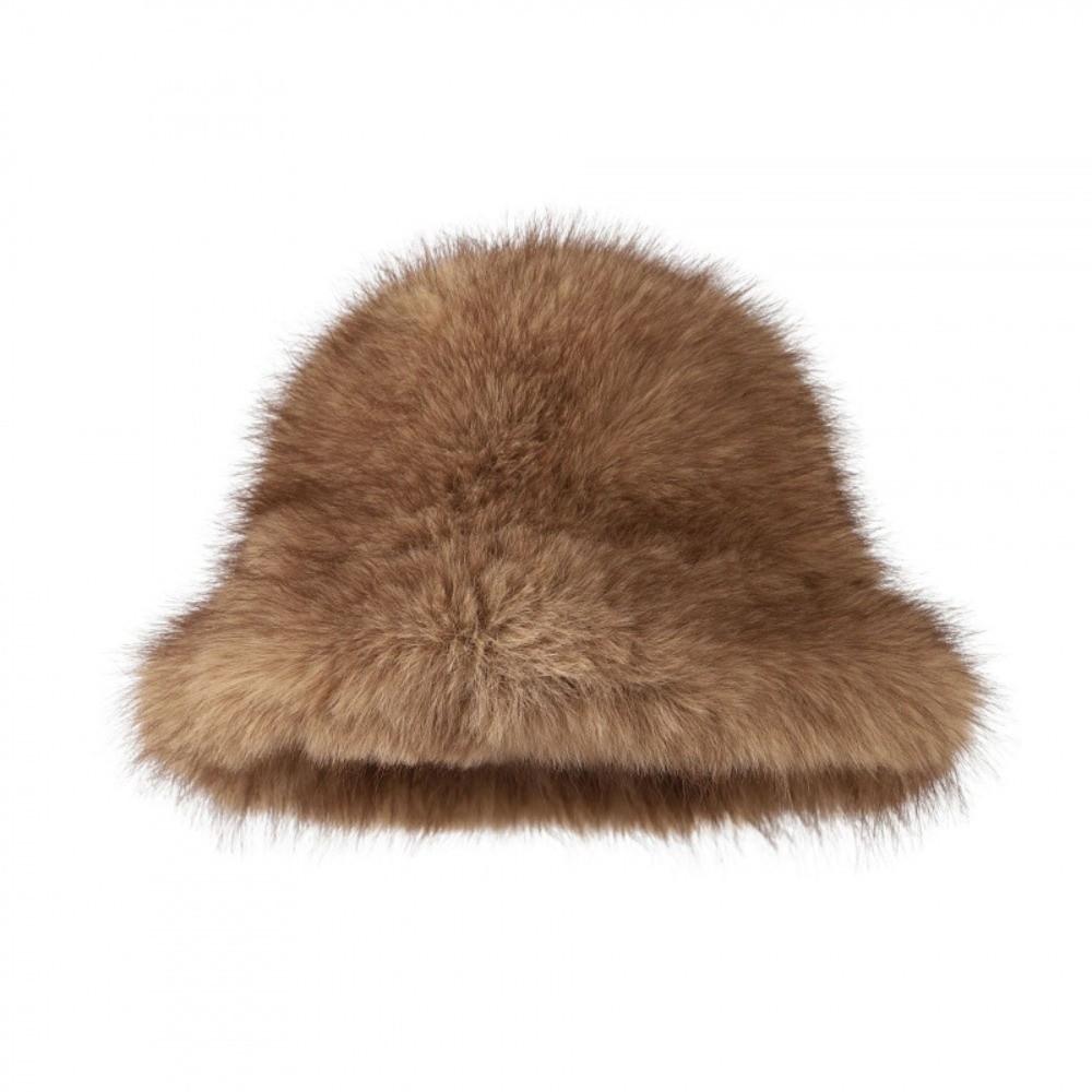 Windproof Faux Fur Bucket Hat Soft Winter Warm Cap Unisex Plush Fisherman Hat Skiing