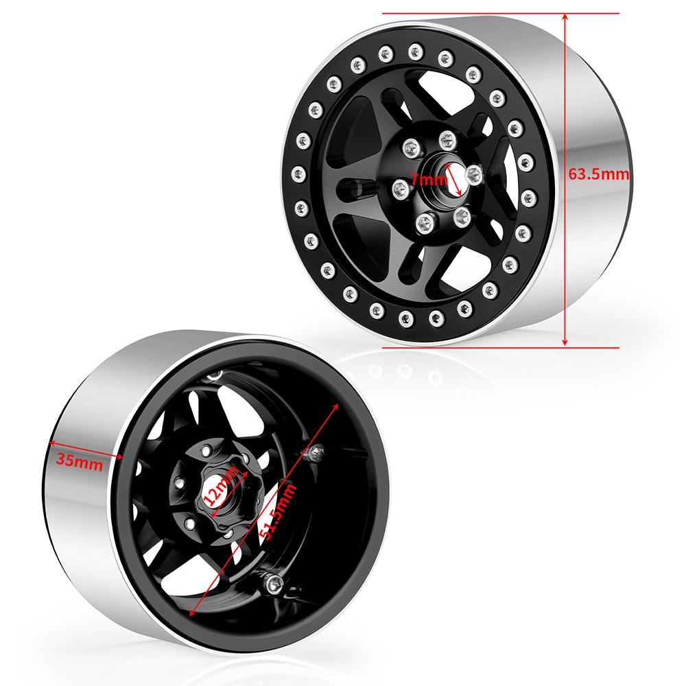 YEAHRUN 4pcs Aluminum Alloy Beadlock 2.2 inch Wheel Rims Hubs for Axial SCX10 Wraith TRX-4 1/10 RC Crawler Car Upgrade Part