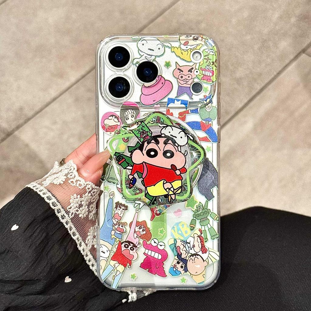 Shin-chan White Dog iPhone 17 Pro Case, Magnetic Stand, Protective Cover for Apple 16 Pro