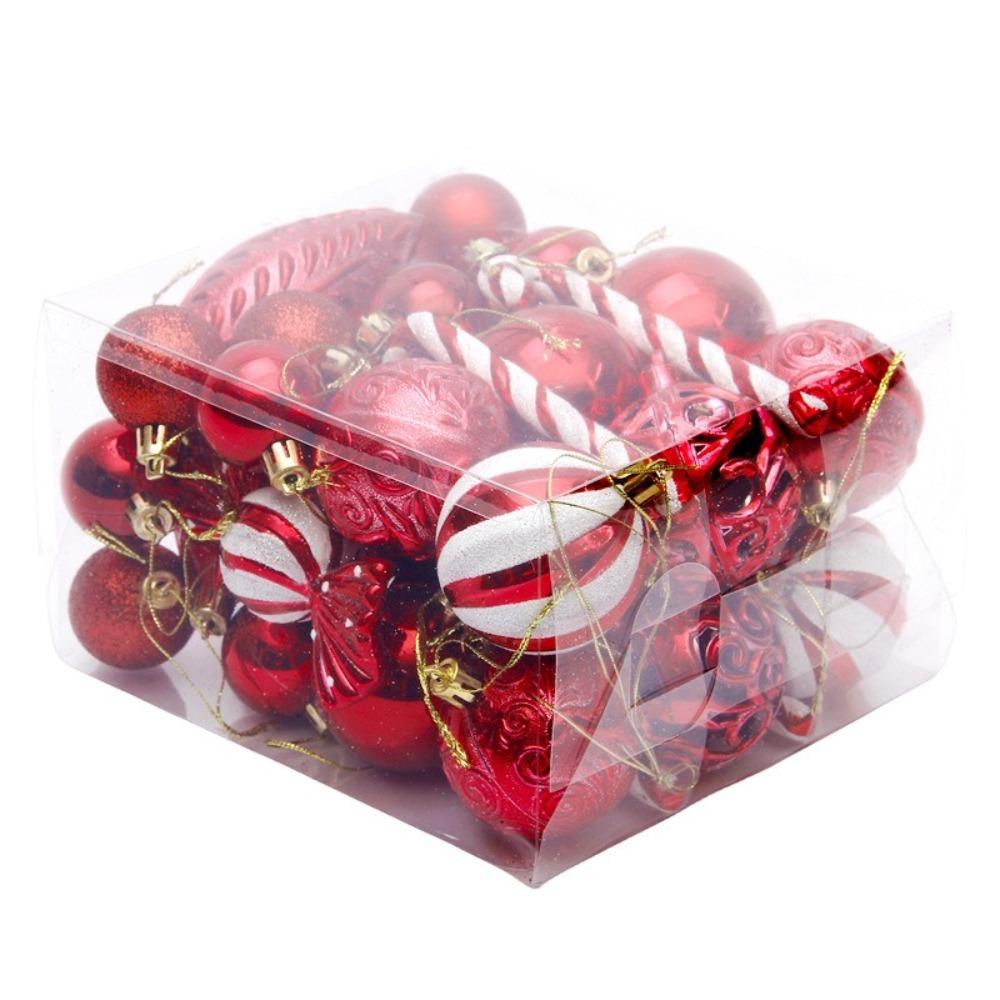 40PCS Electroplated Painted Christmas Tree Balls Ornaments Candy Cane Design Colored Christmas Tree Party Decoration