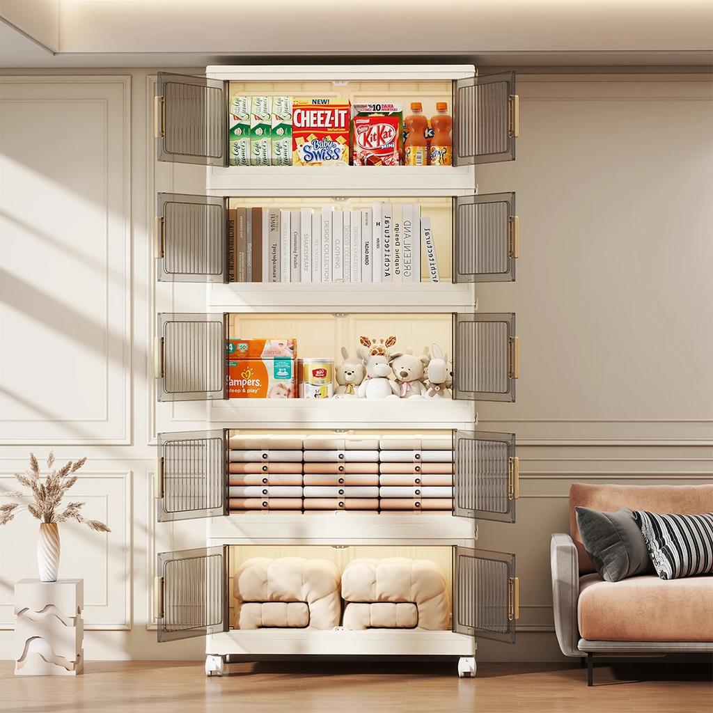 Skládací úložná skříňka 1-6 polic s kolečky Velkokapacitní úložná skříň Úložný box Organizér na oblečení Úložný kontejner