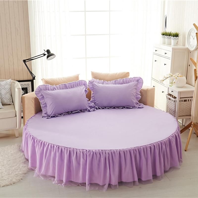 Star Hotel Supplies Cotton Round Bed Skirt Single Cotton Lace Round Bed Skirt Hotel Three-piece Suit