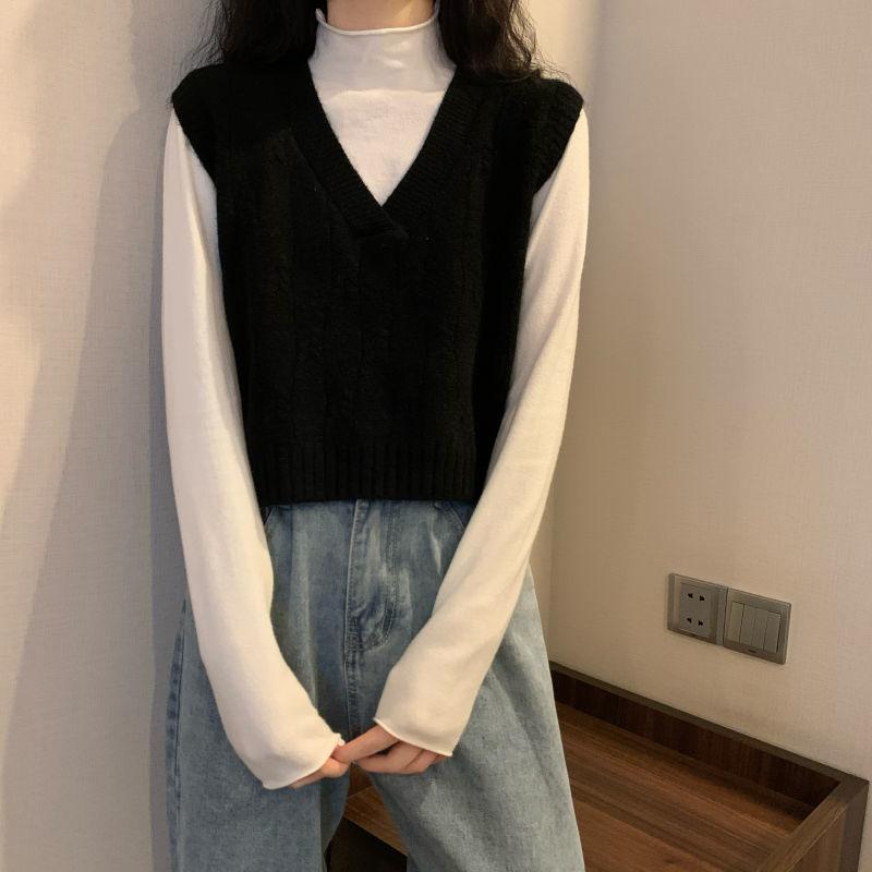 Knitted Waistcoat Autumn and Winter Korean Version of Sleeveless Sweater Vest Women's Outdoor All-match Vest