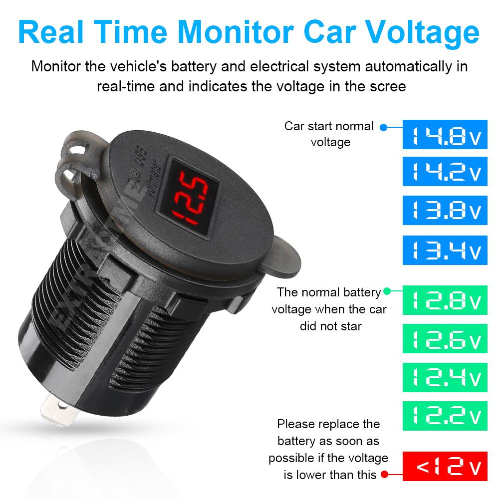 Extractme 4.2A Car Charger Dual USB Socket Power Plug Fast Charge 12V 24V LED Voltmeter Waterproof Moto Auto Splitter Adapter
