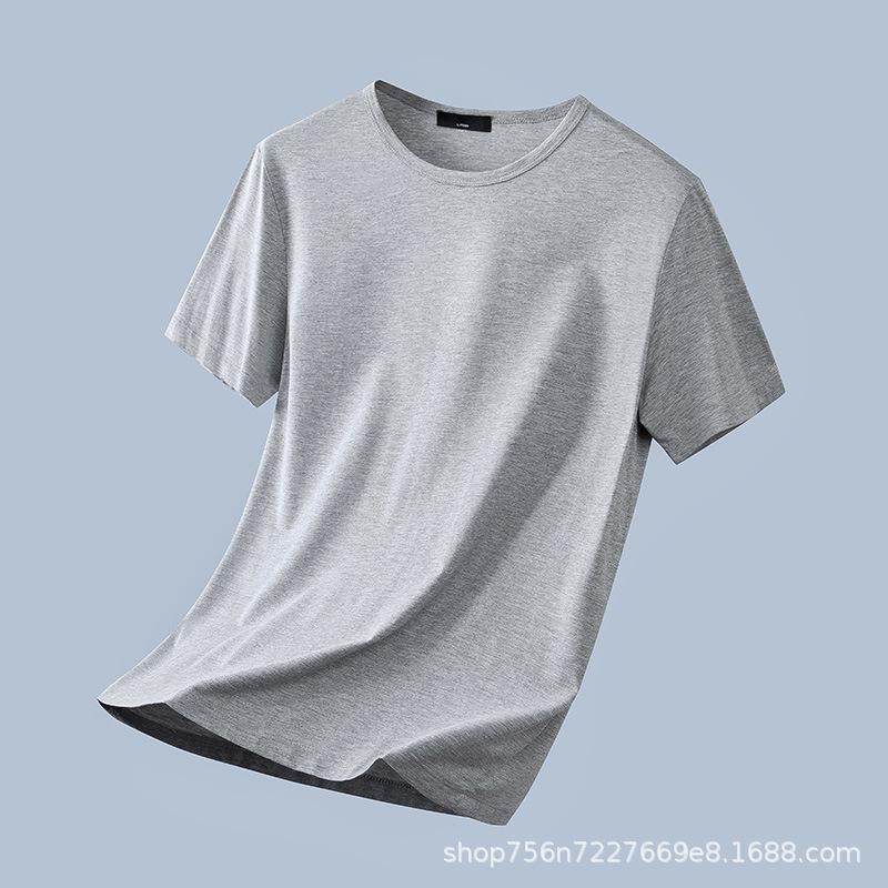 Men's Solid Color V-Neck T Shirt Casual Slim Fit Breathable Short Sleeve Basic Top for Daily Wear Brown