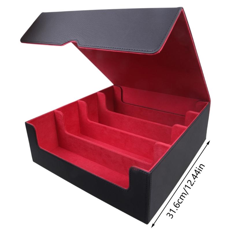 Large Capacity Trading Card Storage Box PU Leather Collectible Game Case Dustproof Container Gaming Card Holder