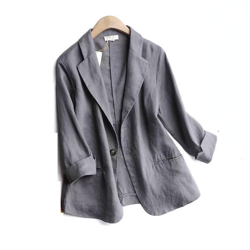 Jarní podzimní literární kabát pro ženy bunda velká, volná, pevná bavlna, lněné sako