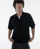 Cool Touch Slit Neck Knitted Polo Shirt [Black]