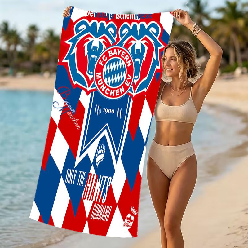 Beach Towel with FC Bayern München logo Pattern - soft,absorbent,machine washable Lightweight&Modern,swimming,Travel Essentials