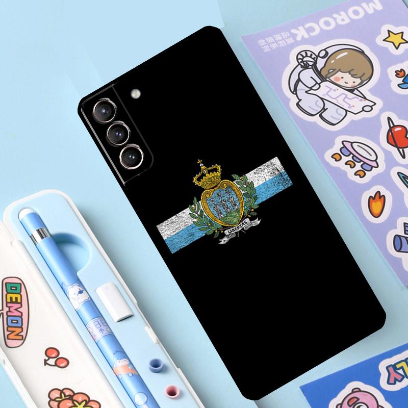 San Marino Flagge Fall für Samsung Galaxy S23 S22 Ultra S21 Plus S8 S9 S10 Hinweis 10 20 Ultra S20 FE S21 FE Abdeckung