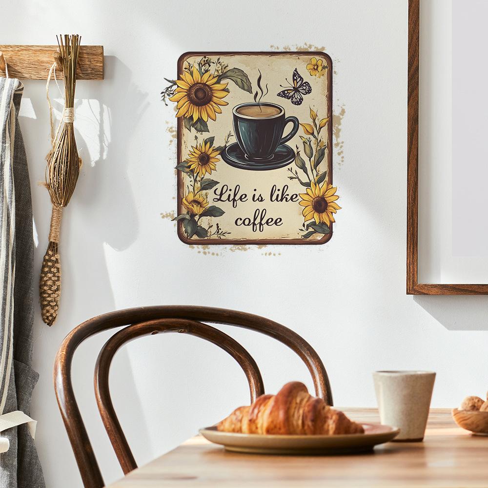 Bemalte Kaffeetasse Schmetterling Küche Esszimmer Hintergrund Landschaftsgestaltung Wandaufkleber