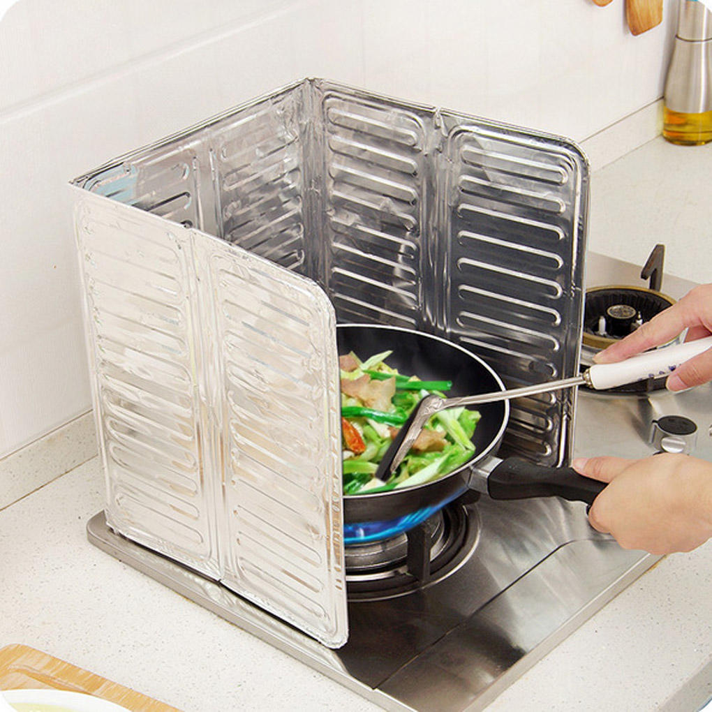 

Kitchen Gadgets Oil Splatter Screens Aluminium Foil Plate Gas Stove Splash Proof Baffle Home Kitchen Cooking Tools