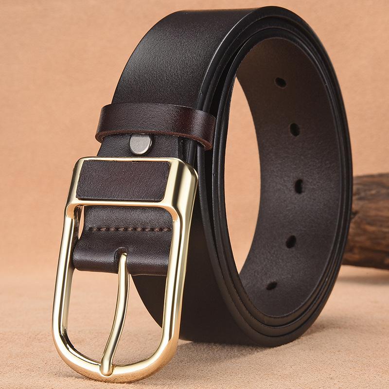 

Ретро ремень мужской высококачественный кожаный повседневный деловой ремень из коровьей кожи с пряжкой-иголкой 130cm темно-коричневого