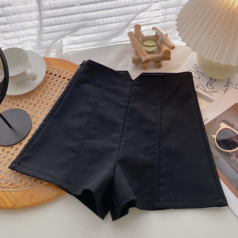 

Женские летние шорты 2025 года, черные, с высокой талией, широкие штанины - корейский стройнящий стиль 2XL чёрный