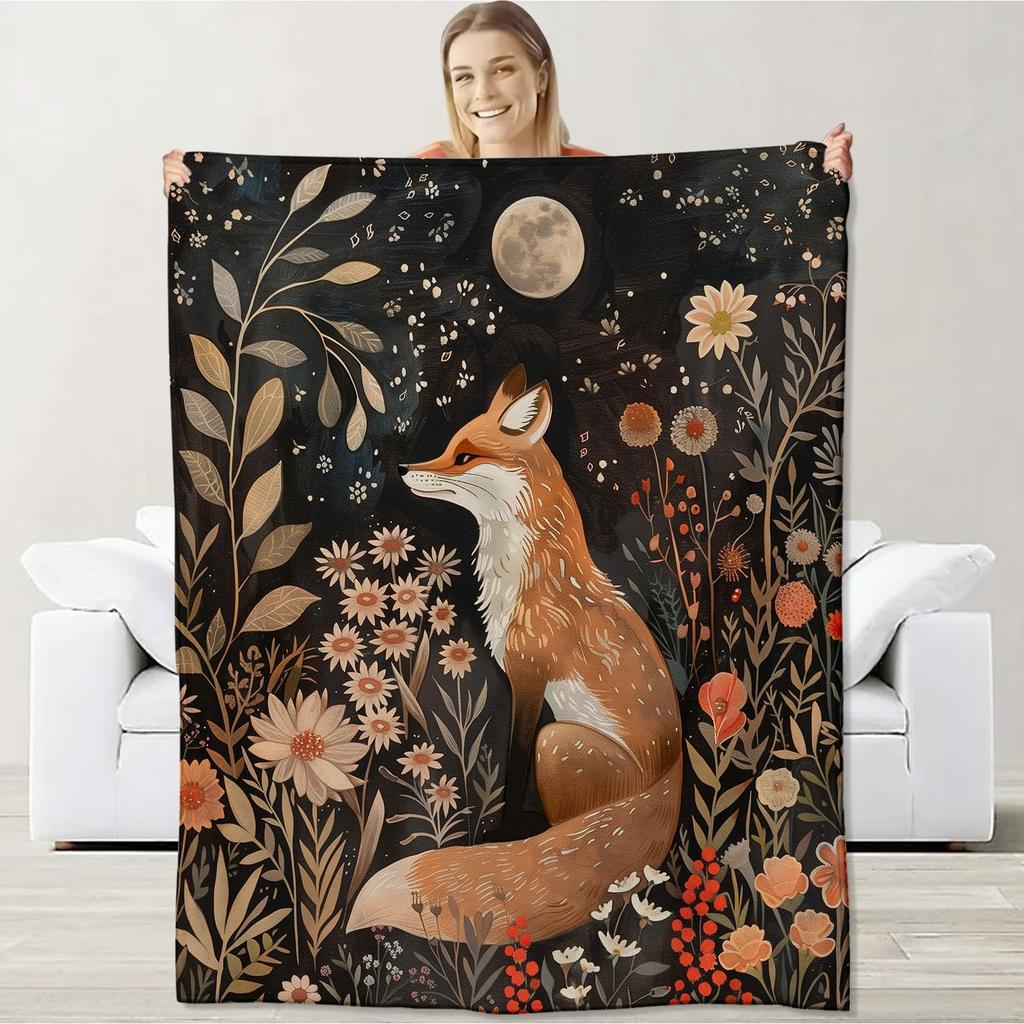 Schattig Vossen Dekentje Zacht Gezellig Pluche Plaid Dekentje Pluizig Warm Wild Dierenprint Flanellen Beddekentje Cadeau voor Vos Liefhebber Meisje Jongen