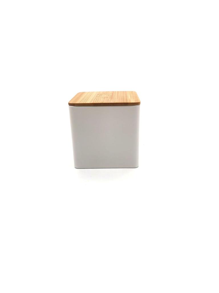 Elegant Bamboo & Wood Lid Tea Caddy, Tinplate Storage Box, Moisture-Proof Sealed Jar for Coffee Beans & Candy.