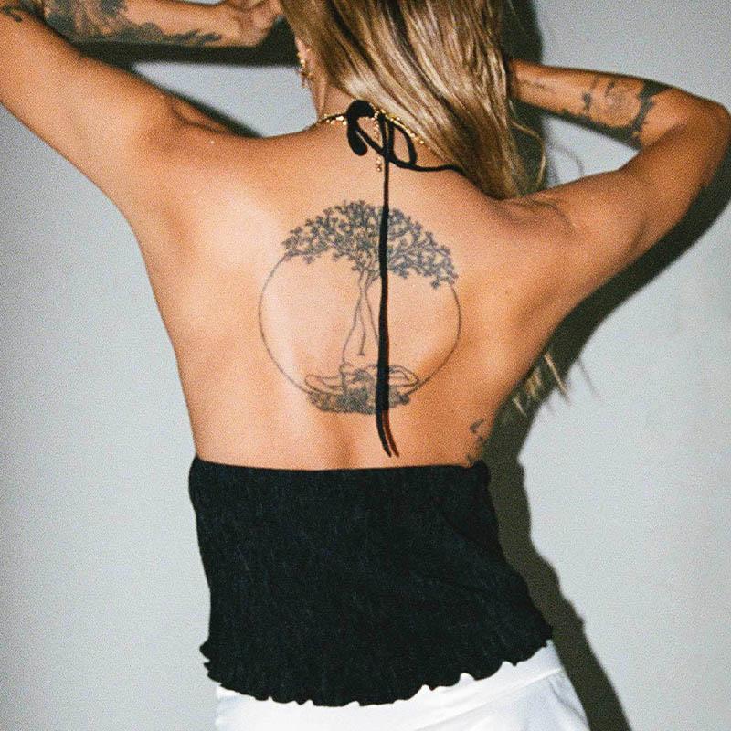 Dámské crop topy s halterneckem Letní jednobarevné bandážové s otevřeným předním dílem Bez zad Bez rukávů Zelené topy y2k Streetwear