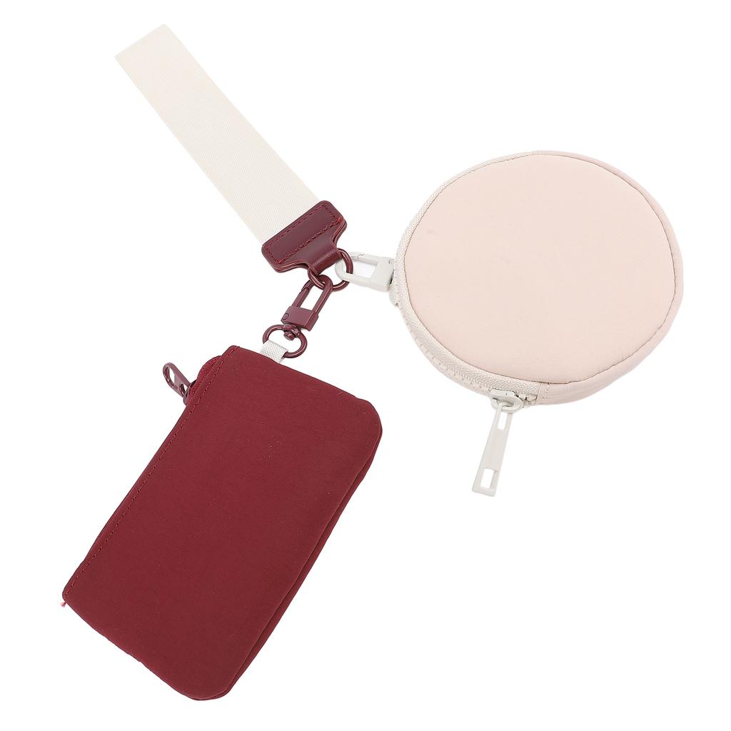 Keychain Wallet Dual Pouch Portable Wallet Miniature Detachable Wristlet Keychain Wallet for Key Lip