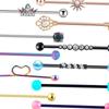 13x 14G Industrial Barbell Earrings Heart Flower Rhinestone Piercing Jewelry
