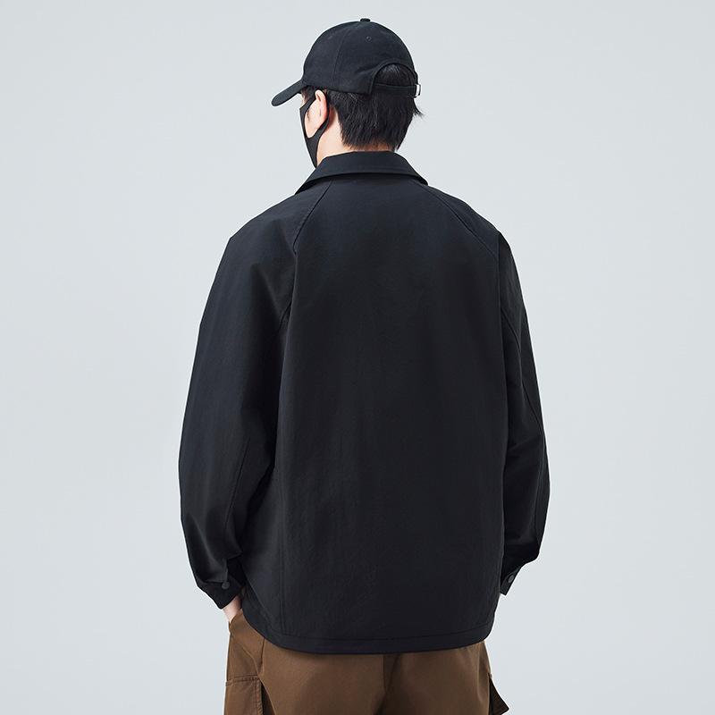 Men'S Spring New Loose Japanese Long-Sleeved Shirt Lapel Jacket Shirt Casual High-End Men'S Shirt Tide