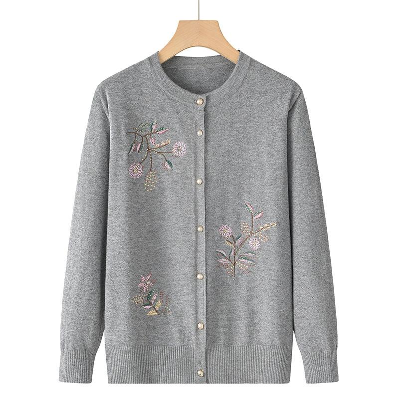 Spring and Autumn Knitted Thin Jacket Female Mother Spring Sweater Cardigan Grandma Clothes
