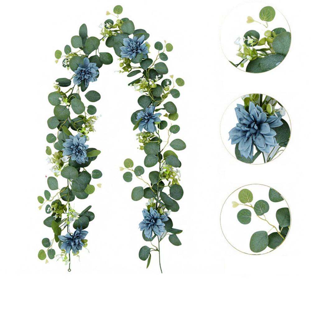 

Многоцветная реалистичная гирлянда из шелковых листьев эвкалипта для подвешивания на стену, товары для вечеринок 2