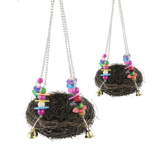 Vogelnest Lieblich Attraktiv Bunt Papagei Geflochten Hängendes Nest für Haustier