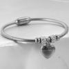 Europäisches herzförmiges Edelstahl-Armband mit Strasssteinen und gravierbarem Magnetverschluss für Damen