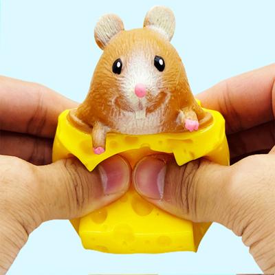 Colored Pinching  Stress  Relief  Toy Cute Cheese Mouse Cup Novelty Pen Holder Multipurpose Soft