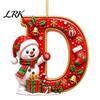 Decorative Gift Tags Cute Snowman Letter Christmas Ornament, 2D Flat Personalized A-Z Alphabet Tree Ornaments Acrylic Hanging Pendant for Xmas
