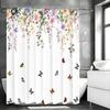 Fresh And Gentle Countryside Butterfly Shower Curtain Washable Dirt-Resistant Shower Head Waterproof Polyester Bath Curtain