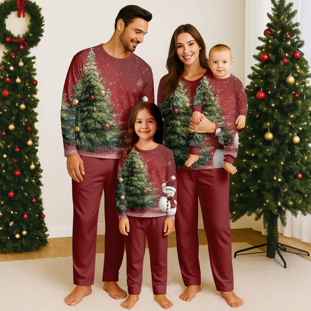 Family Matching Print Sets Pajamas Loungewear Outfits Family Matching Long Sleeve Tops+Pants Set