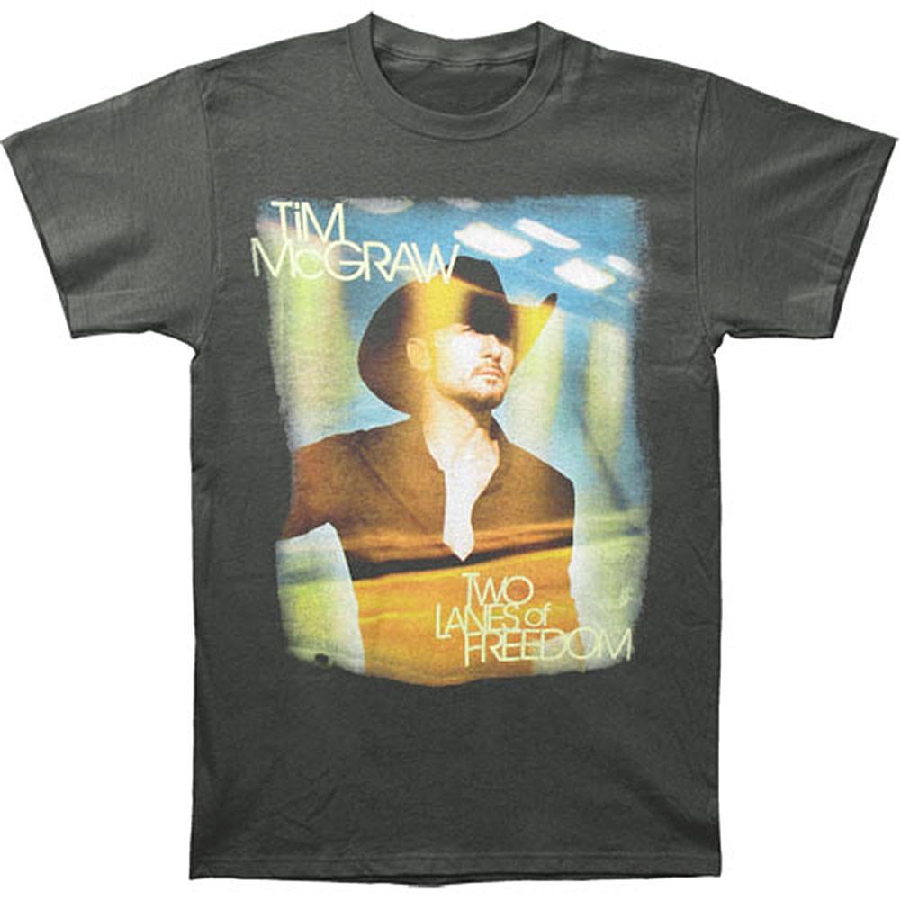 Men s Tim Mcgraw Two Lanes Of Freedom 2013 Tour Slim Fit T-shirt Large Grey XL