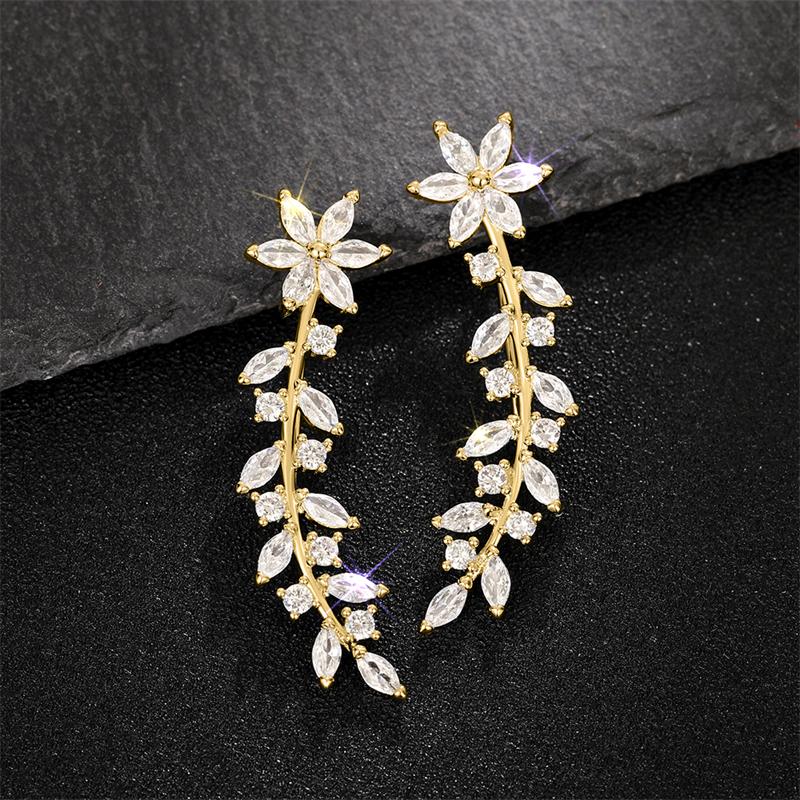 Trendy Flower Earrings for Women Full Paved Sparkling Cubic Zirconia Temperament Sweet Ear Accessories Fancy Gift Jewelry