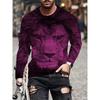 Spring and Autumn Round Neck 3D Lion Pattern Printed Top Fashionable Casual Long Sleeved Men's T-shirts