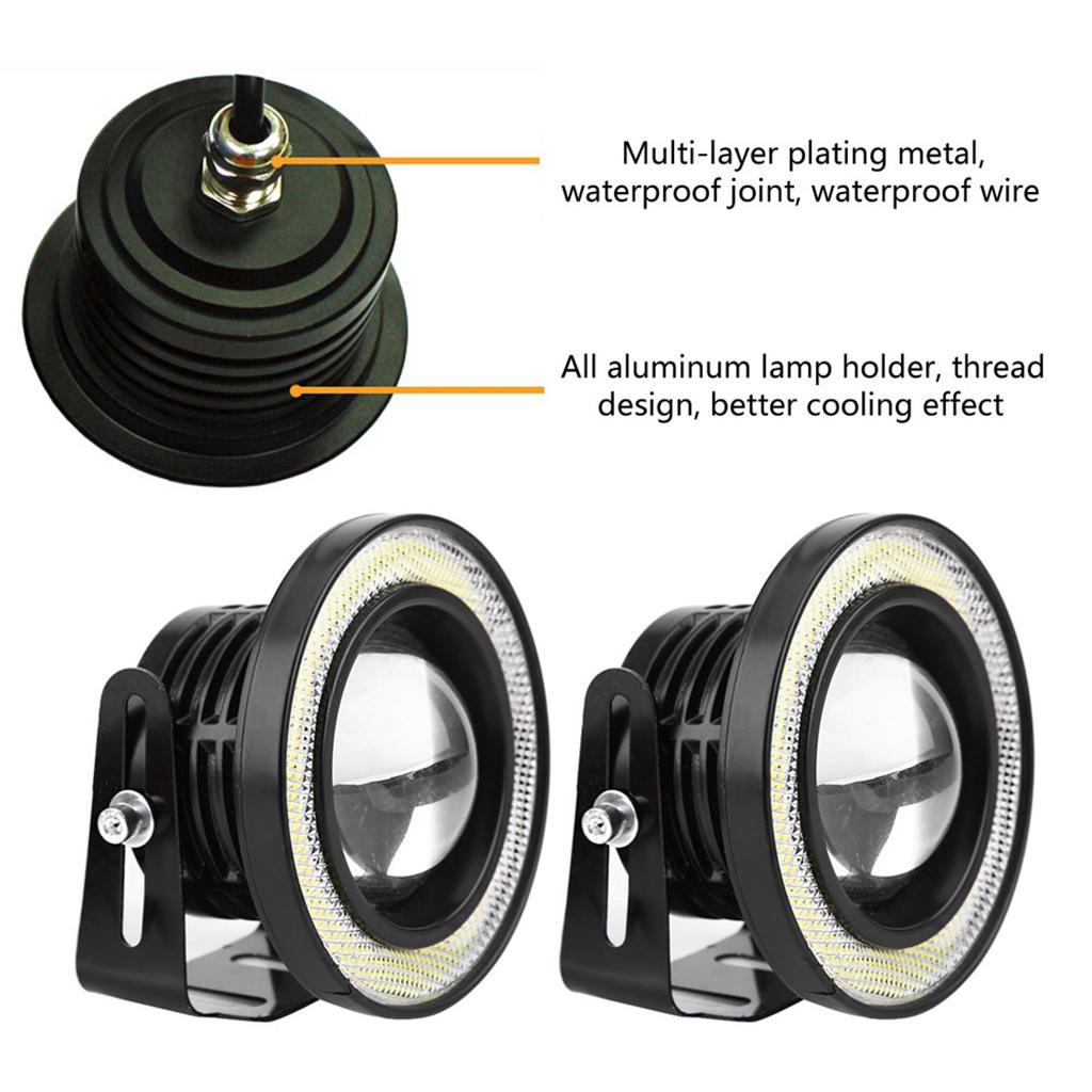 Universal 2pcs 10W LED COB Angel Eyes Daytime Running Light Car Vehicle Fog Lights (3.0in)
