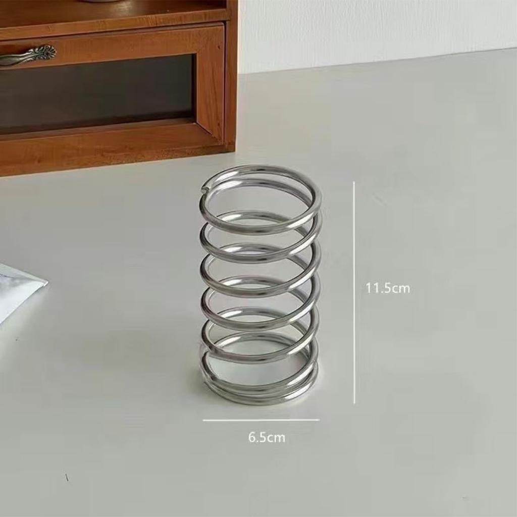 Queen-b Spring Storage Stand, Set of 4, Stainless Steel, Spring-Type, Pen, Toothbrush, Toothpaste, and Makeup Brush Holders, Rust-Resistant, Quick-Dry