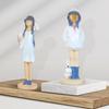 Cute Girls Statue for Home Decor | Table Decor (Pack of 2, White & Blue)