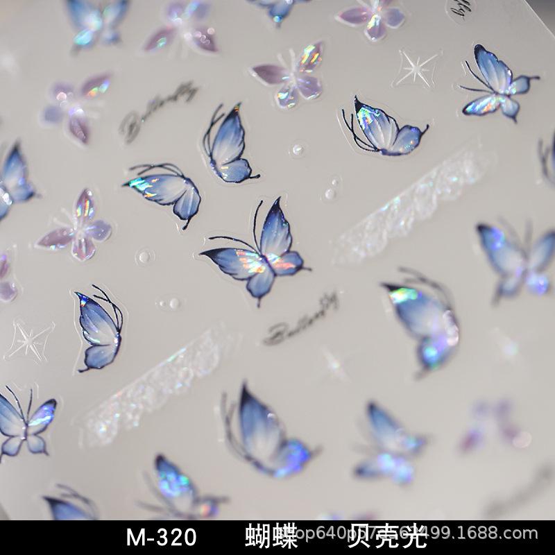 Red Shell Butterfly Nail Stickers: 3D Jelly Fantasy Decals