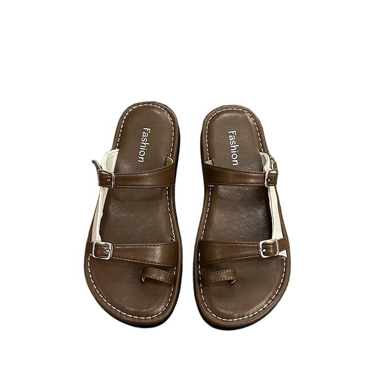 Мода 2024 Лето Женская Обувь Босоножки С Открытым Носком Из Натуральной Кожи Повседневные — фото 3