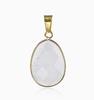 Natural Gemstone Drop Pendant Gold Edge Gemstone Faceted Oval Charm Semi-precious Crystal Necklace Pendant Amethyst Quartz Agate