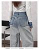 Autumn Gradient Retro Women's High Waist Wide-Leg Jeans - Hong Kong Style, Floor-Length Pants