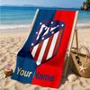 Custom Name Atletico Madrid Crest Personalized Microfiber Beach Towel, Quick-Dry, Ideal for Summer Travel, Beach Essential, Swimming