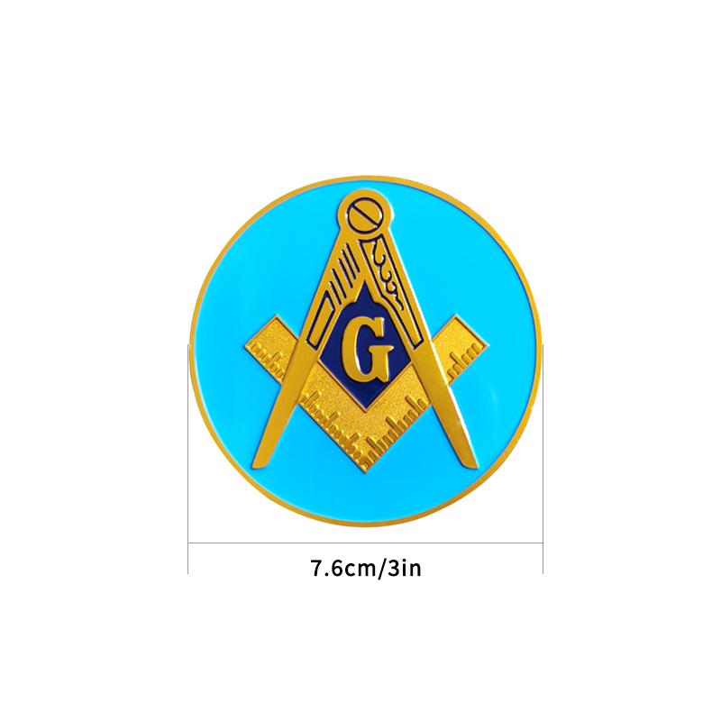 Masonic Car Emblem Badge Mason Freemason Aluminium Gift for Freemason Cloth Accessories Personalized Car Decoration One Size