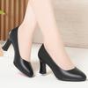 Soft Leather Business Shoes, Long-term Standing Commuting Shoes, Black Soft-soled Leather Shoes, High-heeled Chunky Heels, Lightweight Shoes