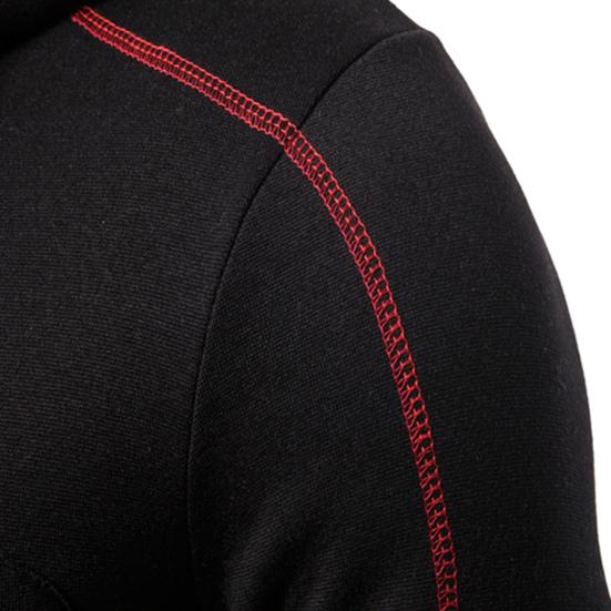 Contrast Colors Hoodie Coat Cardigan Thick Casual Long Sleeve Zipper Men Coat for Daily Wear