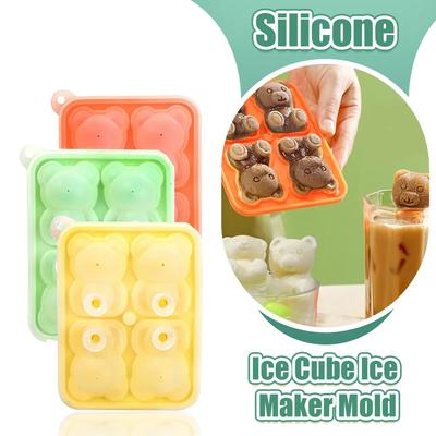 3D Little Bear Shape Ice Cube Tray Silicone Mold Silian Little Bear Block Mold Household Ice Cream Box DIY Coffee Milk Juice