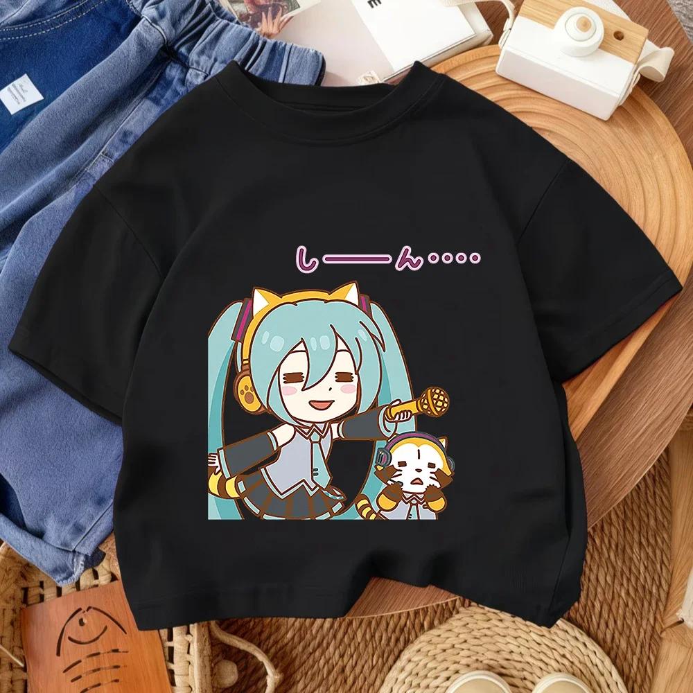 2026 Summer Crew Neck T Shirt For Boys Girls Cute Kawaii Hatsune Miku Cartoon Fashion Street Outfit 314Y