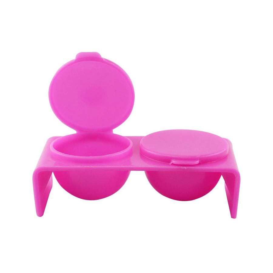 Acrylic Liquid Dappen Dish, Twin Cup Nail Art Pigment Holder for Monomer Nail Brushes Washing Manicure Tool