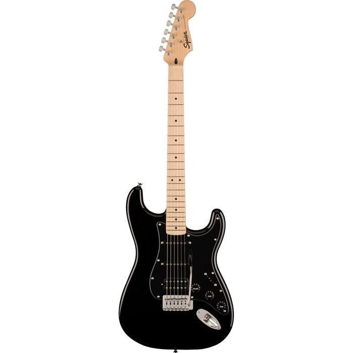 Squier Sonic Stratocaster HSS, Maple Fingerboard, Black Pickguard, Black with Soft Case